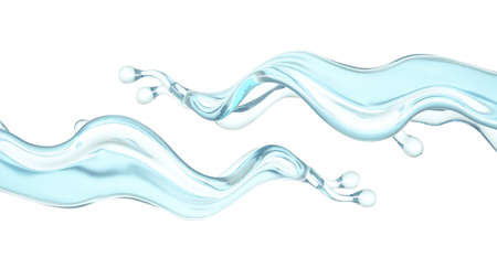 A splash of clear blue water.  3d rendering, 3d illustration.