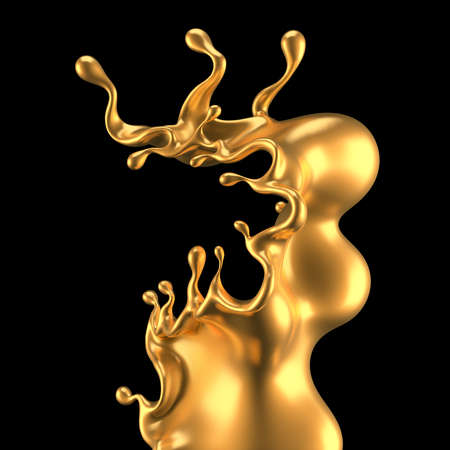 Splash gold. 3d rendering 3d illustrationの写真素材