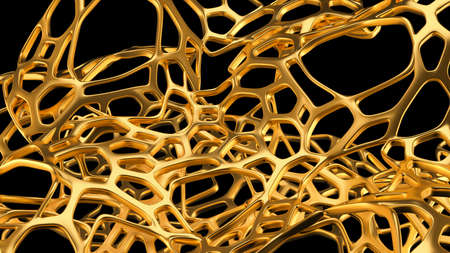 Abstract gold mesh on a black background. 3d rendering, 3d illustration.