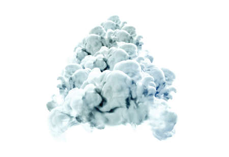 Gray smoke on white background. 3d rendering, 3d illustration.の写真素材