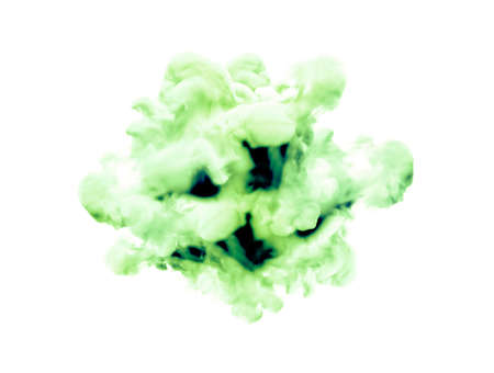 Green smoke on white background. 3d rendering, 3d illustration.の写真素材