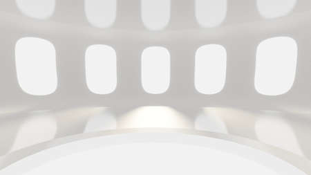 Futuristic white empty matte interior. 3d rendering, 3d illustration.