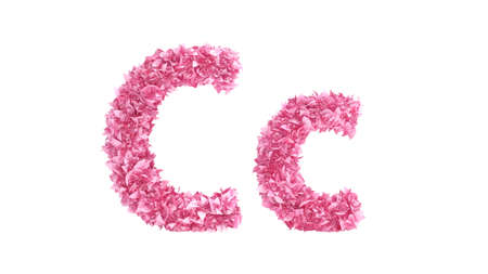 Pink flowers font. 3d rendering, 3d illustration.の写真素材