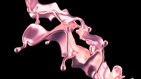 Luxury golden splash of liquid. 3d rendering, 3d illustration.の写真素材