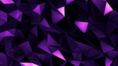 Purple crystal background with triangles. 3d rendering, 3d illustration.の写真素材