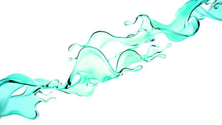 A splash of green transparent liquid.  3d rendering, 3d illustration.の写真素材