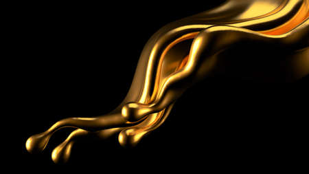 Luxury golden splash of liquid. 3d rendering, 3d illustration.の写真素材