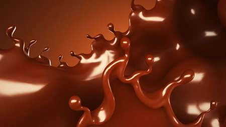 A splash of chocolate on a brown background. 3d rendering, 3d illustration.の写真素材