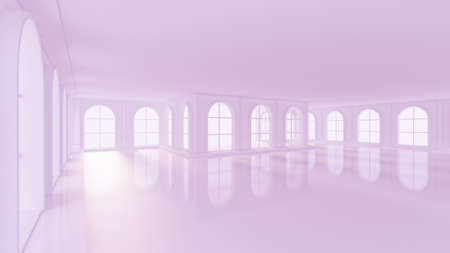 Luxurious light purple empty interior. 3d rendering, 3d illustration.の写真素材