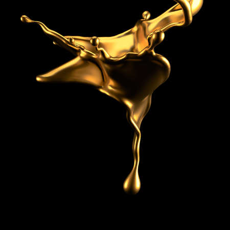 Luxury golden splash of liquid. 3d rendering, 3d illustration.の写真素材
