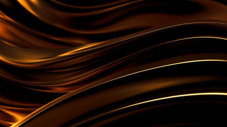 Luxurious golden background with satin drapery. 3d rendering, 3d illustration.