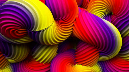 Abstract rainbow pastel shape. 3d rendering, 3d illustration.