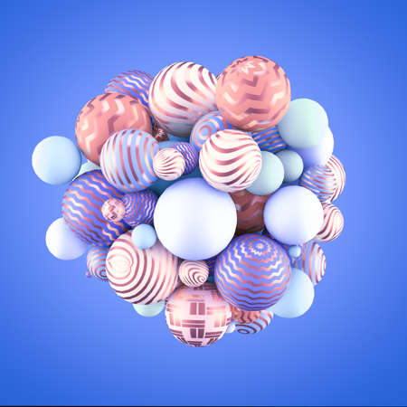 Festive, positive, bright pastel background with balls. 3d rendering, 3d illustration.