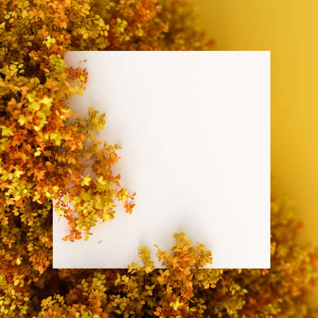 Beautiful autumn background with leaves and white space. 3d rendering, 3d illustration.