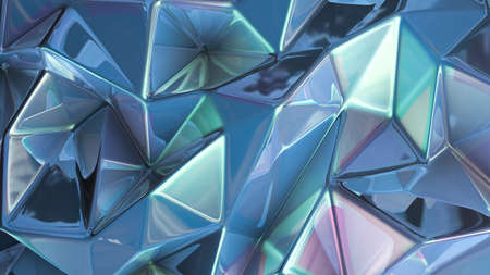 Blue crystal background with triangles. 3d rendering, 3d illustration.
