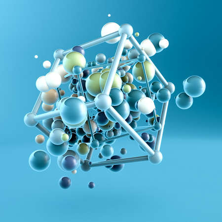 Abstract frame background with balls. 3d rendering, 3d illustration..