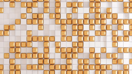 Golden white geometric background. 3d rendering, 3d illustration.
