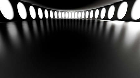 Futuristic gloomy empty interior. 3d rendering, 3d illustration.の写真素材