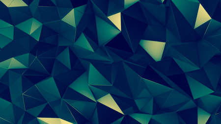 Green crystal background with triangles. 3d rendering, 3d illustration.の写真素材