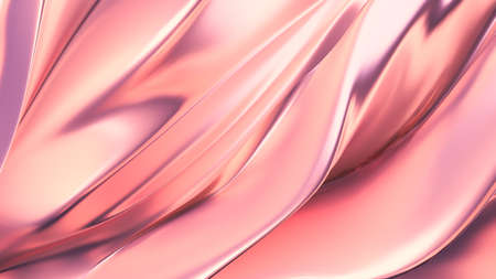 Luxurious pink background with satin drapery. 3d rendering, 3d illustration.の写真素材
