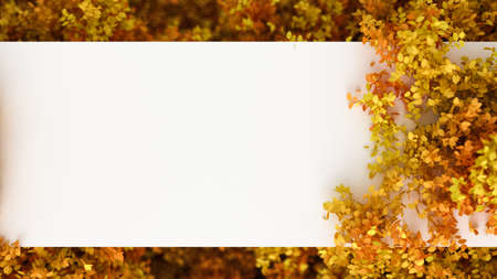 Beautiful autumn background with leaves and white space. 3d rendering, 3d illustration.