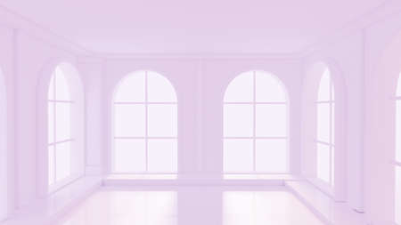 Luxurious light purple empty interior. 3d rendering, 3d illustration.の写真素材