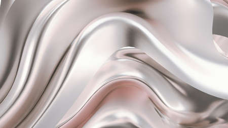 Luxurious silver background with satin drapery. 3d rendering, 3d illustration.の写真素材