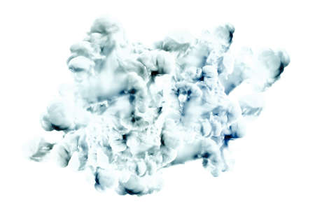 Gray smoke on white background. 3d rendering, 3d illustration.