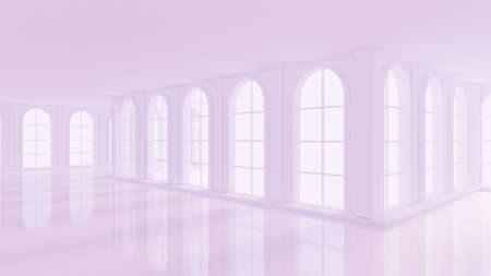 Luxurious light purple empty interior. 3d rendering, 3d illustration.の写真素材