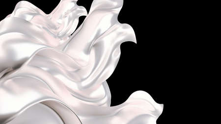 Luxurious silver background with satin drapery. 3d rendering, 3d illustration.の写真素材