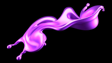 Purple splash liquid black background. 3d rendering, 3d illustration.の写真素材