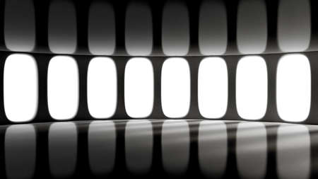 Futuristic gloomy empty interior. 3d rendering, 3d illustration.の写真素材