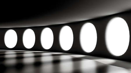 Futuristic gloomy empty interior. 3d rendering, 3d illustration.の写真素材