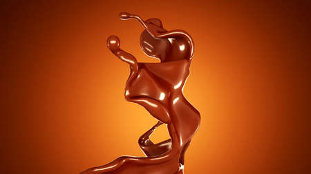 A splash of chocolate on a brown background. 3d rendering, 3d illustration.の写真素材