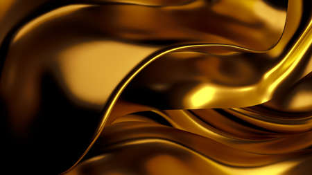 Luxurious golden background with satin drapery. 3d rendering, 3d illustration.