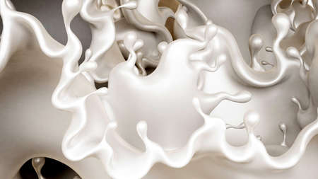 A splash of a thick white liquid. 3d rendering, 3d illustration.