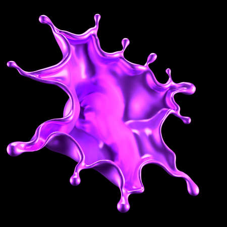 Purple splash liquid black background. 3d rendering, 3d illustration.の写真素材