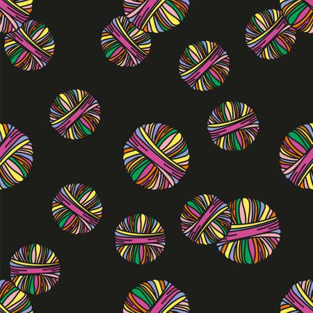 WOOL TUBE Knitting Cartoon Seamless Pattern Vector Illustration for Print, Fabric and Digital Paper.のイラスト素材