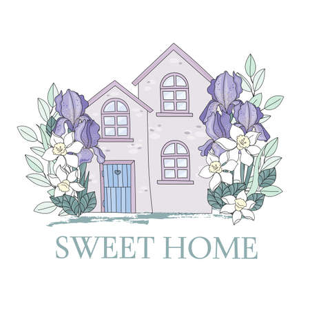 NARCISSUS GARDEN Season Bouquet Flower Home Holiday Cartoon Vector Illustration Set for Print Fabric and Decorationのイラスト素材