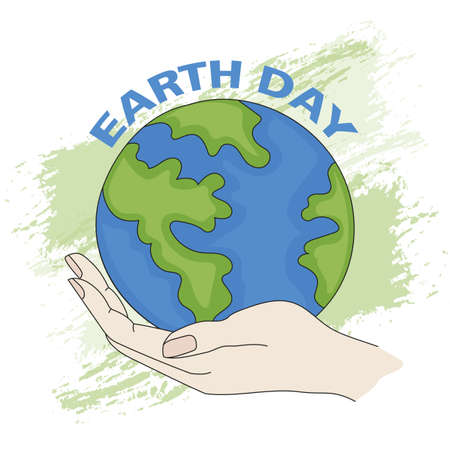 EARTH Planet Day Ecological Environmental Pollution Problem Banner Vector Illustration Set for Print Fabric and Decorationのイラスト素材