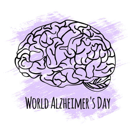 ALZHEIMER DAY World Medicine Event Nervous System Anatomy Human Brain Vector Illustration Bannerのイラスト素材
