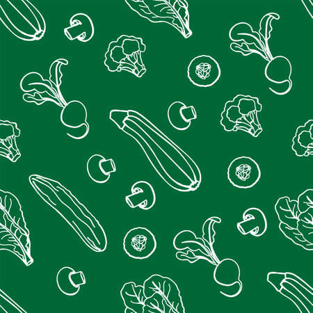 PALEO GREEN Healthy Food Low Carb Diet Proper Nutrition Seamless Pattern Vector Illustration Set for Print Fabric and Digital Paperのイラスト素材