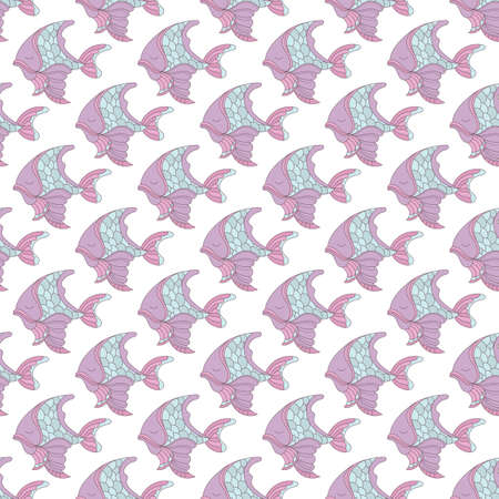 FISH BACKDROP Underwater Travel Tropical Sea Ocean Summer Seamless Pattern Vector Illustration Set for Print Fabric and Digital Paperのイラスト素材
