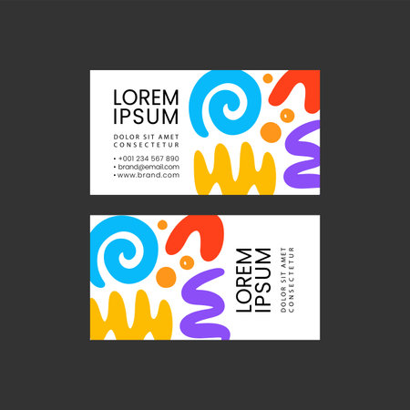 ABSTRACT VECTOR Business Card Template In A Modern Style With Minimalistic Shapes And Drawings Made In Bright Simple Colors For Your Bold And Vibrant Businessのイラスト素材
