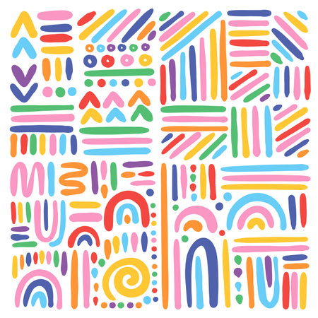 BACK SIMPLE Minimal Childish Doodle Shapes Contemporary Sketch Modern African Hand Drawn For Print Chaotic Figures In Matisse Style Creative Package And Textileのイラスト素材
