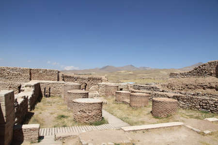 Takht-e SoleymÄn, is an archaeological site in West Azarbaijan, Iran from Sasanian Empire. It lies midway between Urmia and Hamadan, very near the present-day town of Takabの写真素材