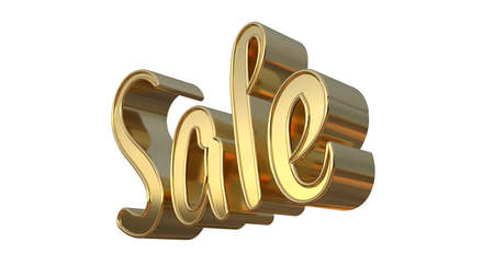 Gold Sale text on white background. 3d illustration. 3D rendering.の写真素材