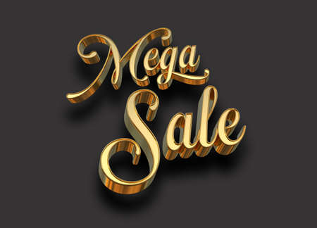 Mega Sale Gold Text on black Background. Vector Illustration EPS10の写真素材