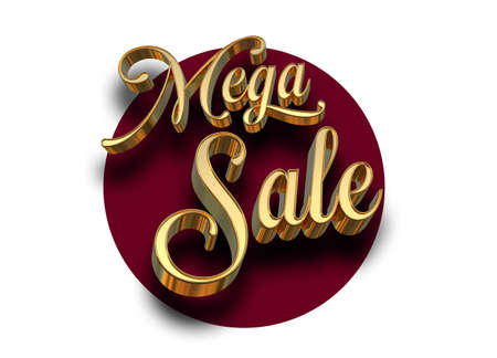 Sale banner template design with gold 3d text. Vector illustration.の写真素材