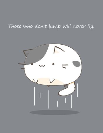Fat cat jumping cartoonのイラスト素材